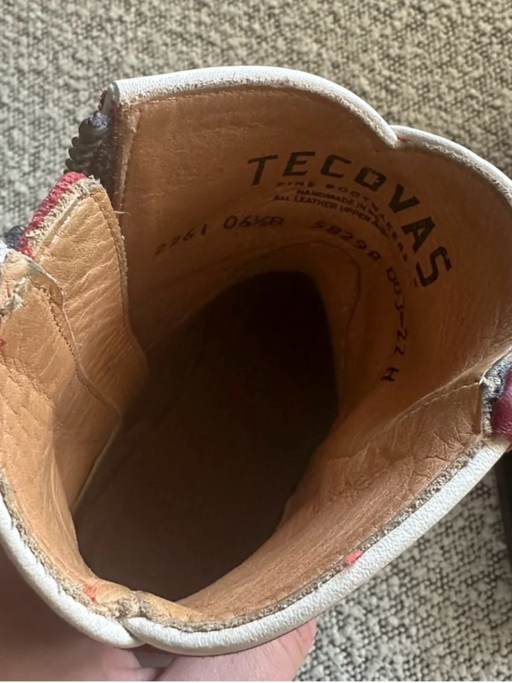 TECOVAS Burgundy Western Ankle Boots